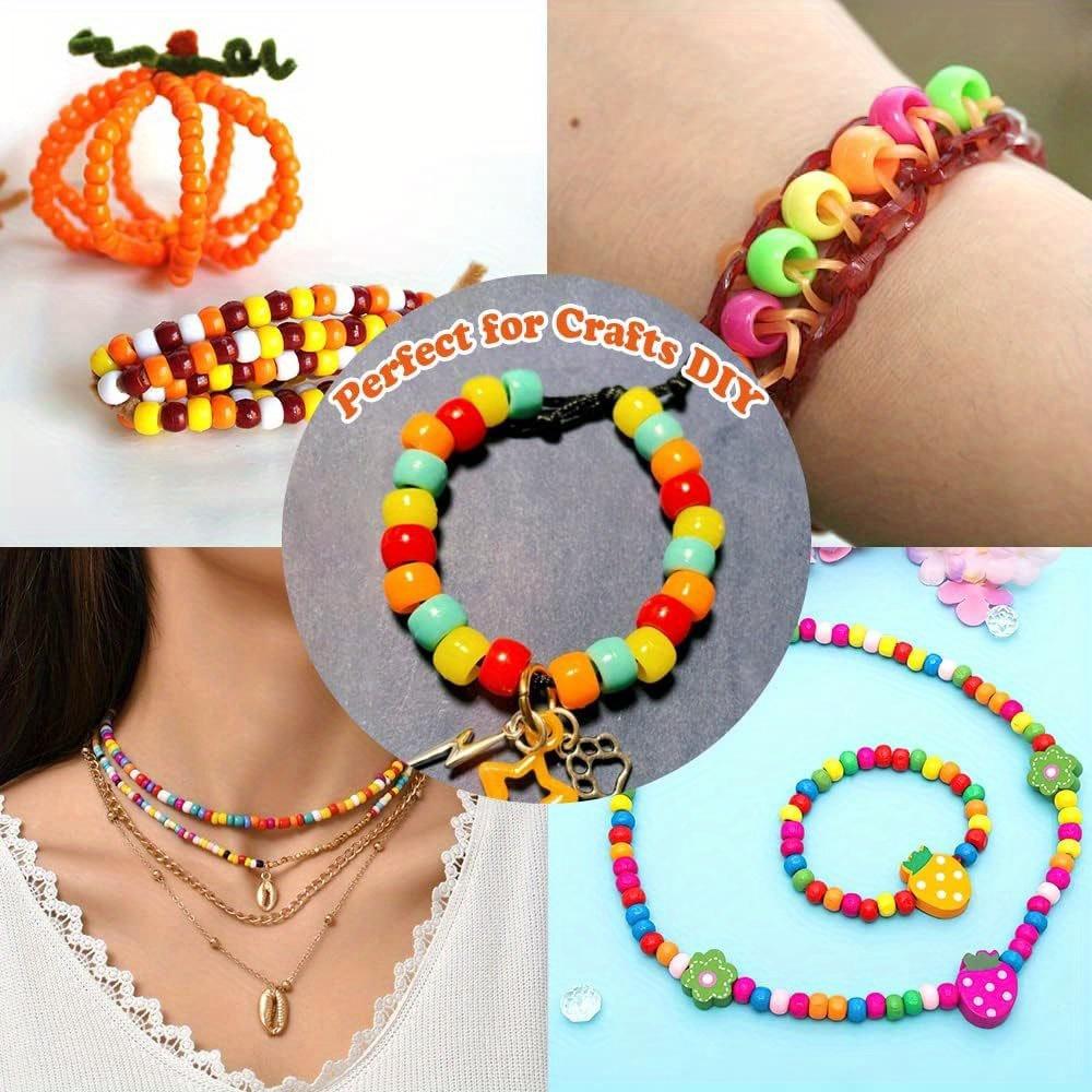 200/500/1000pcs Rainbow Acrylic Craft Beads, Colored Circular Plastic Spacer Beads, Used for DIY Jewelry Craft To Make Necklaces and Rainbow Bracelets