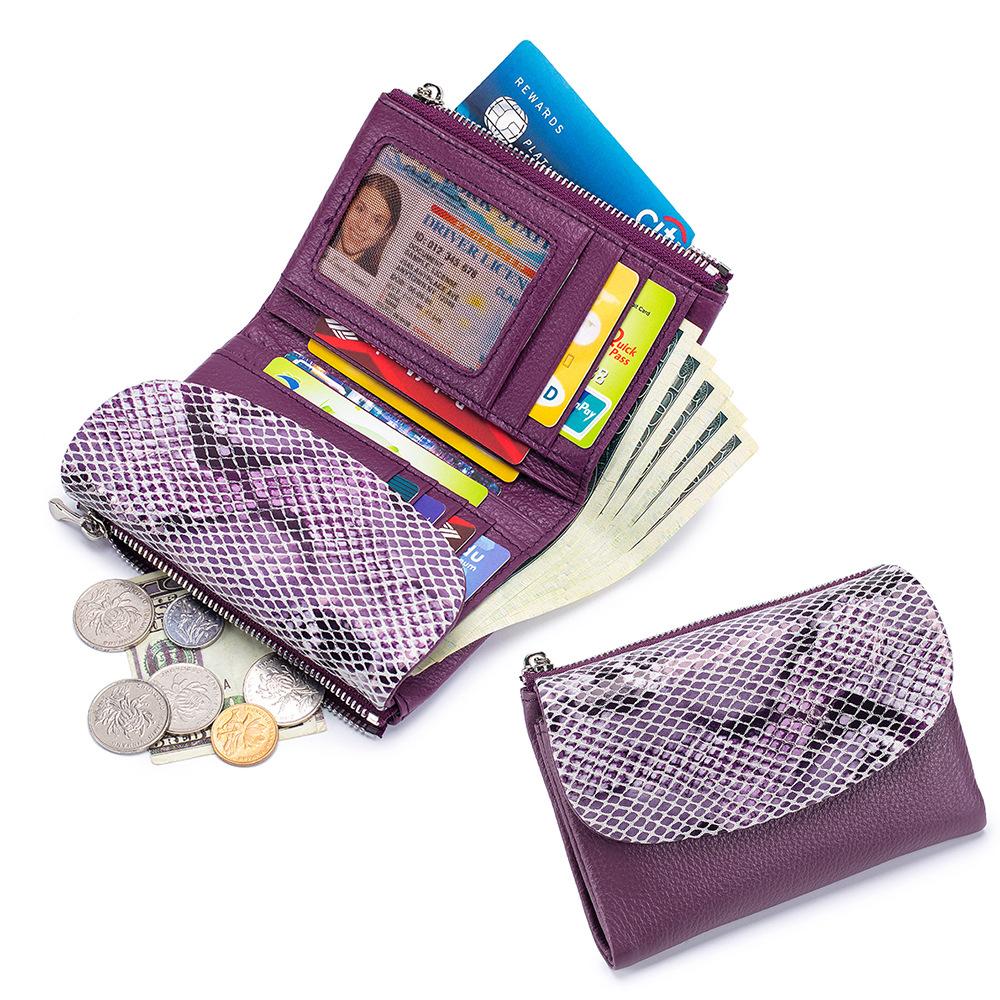 New Short Wallet, Fashionable Women's Soft Leather Texture Clutch Bag, Large Capacity Storage Bag, Snake Pattern Wallet.