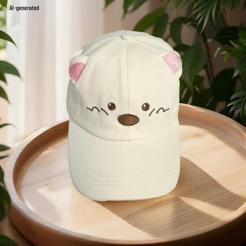Adorable Plush Rabbit Hat, Korean Style, Face-Slimming Baseball Cap for Outings