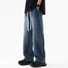 Men's Straight Jeans Casual Loose Belted Vintage Jeans