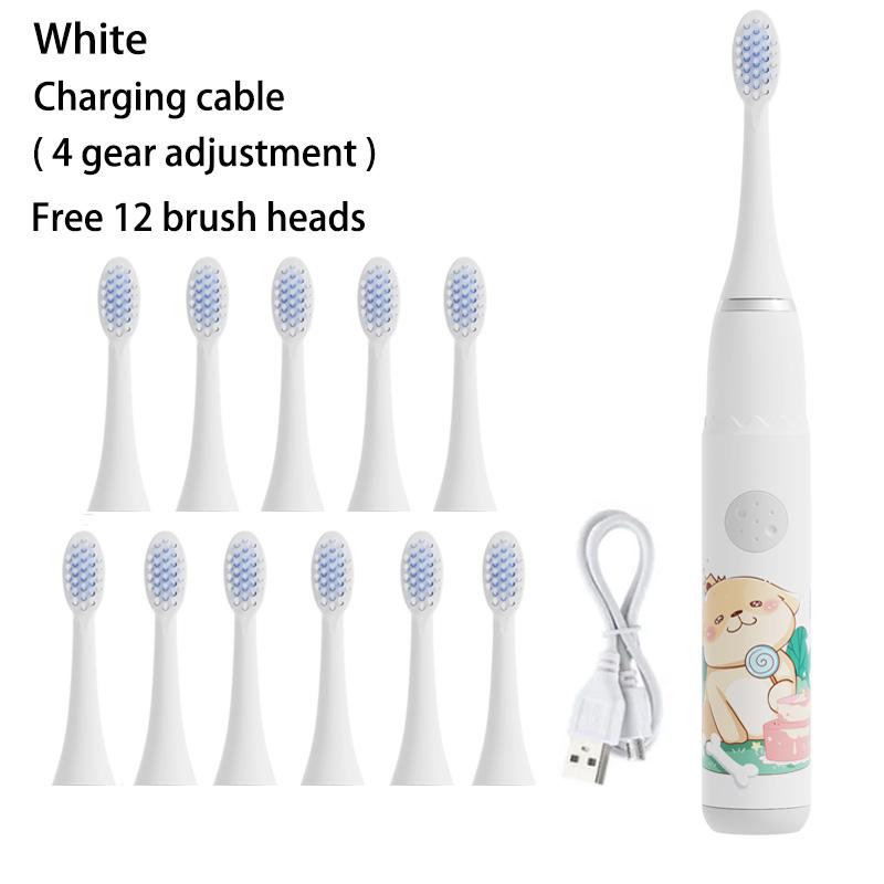 Spazzolino elettrico sonico per bambini Cartone animato Bambini con sostituzione della testina dello spazzolino Spazzolino elettrico ultrasonico Testina dello spazzolino sonico