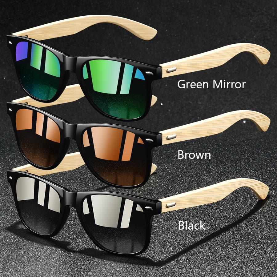 1PC Fashion Bamboo Wood Vintage Square Sunglasses UV400 Protection for Men Women Luxury Designer Sun Glasses Driving Fishing