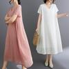2026 Korean Style V-Neck Plus Size Lace Travel Resort Dress for Women