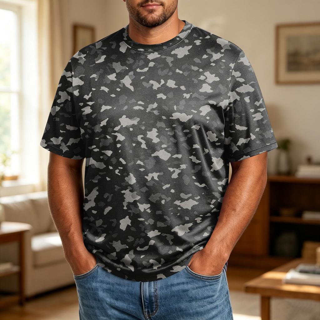 Camiseta Informal Transpirable Cómoda de Manga Corta con Cuello Redondo para Hombre Talla Grande Tejido Suave Top de Verano