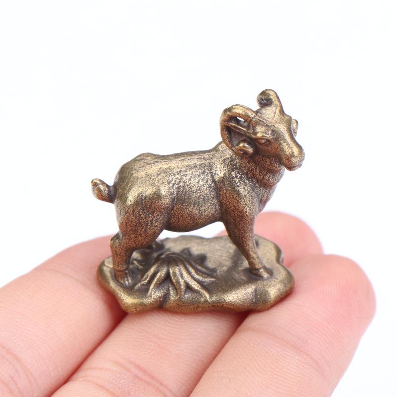 Vintage Feng Shui Coins Goat Statue Desktop Ornament Home Decor Lucky Zodiac Animal Sheep Figurine