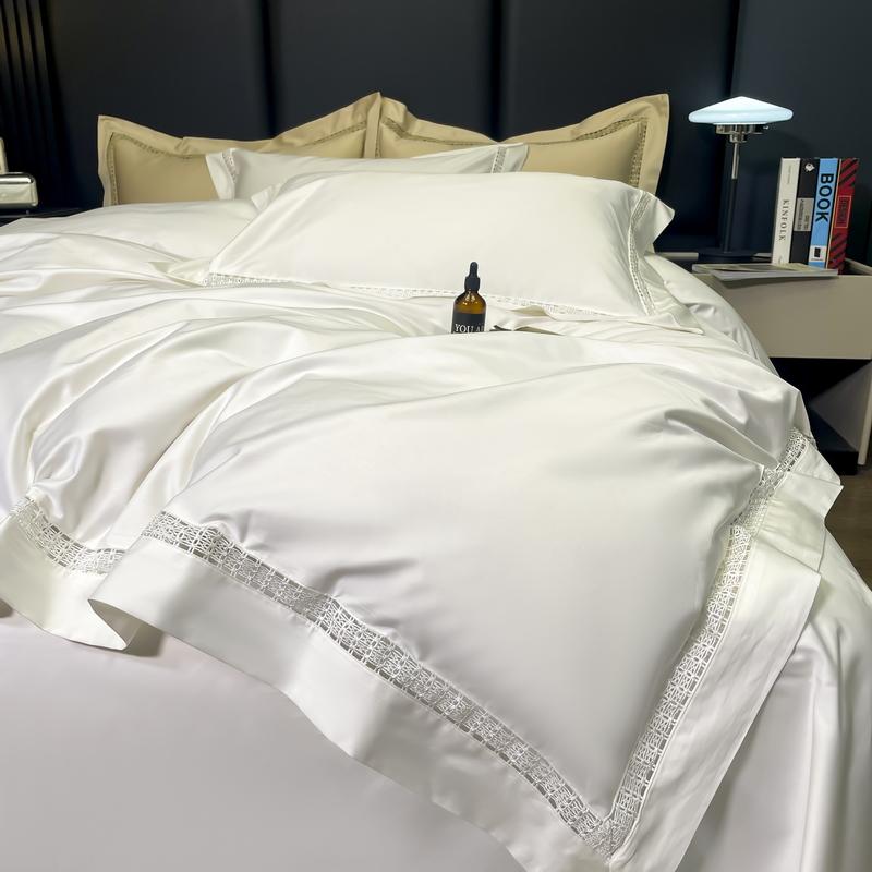 4-delig 1000TC Egyptisch Katoen Wit Hotel Beddengoed Set Met Brede Rand Dekbedovertrek Hoeslaken En Kussenslopen Queen Bedsheet 4pcs