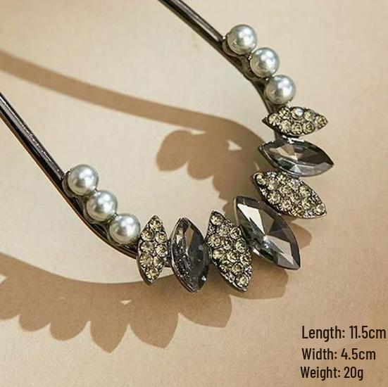 Épingle à cheveux vintage en forme de U avec pompon paon pour femmes - Épingle à chignon nacrée pour Cheongsam et Hanfu