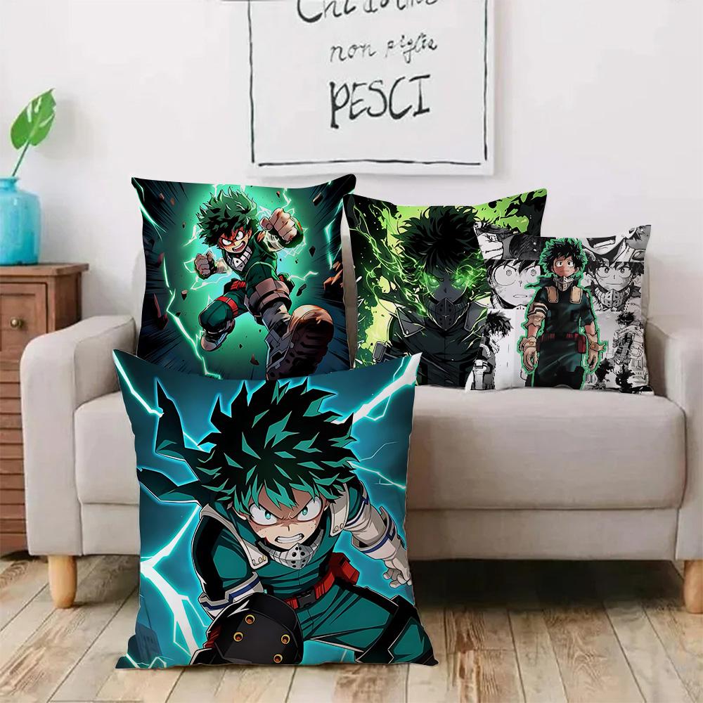 Anime My h-Hero Academias Pillow Covers Cartoon Sofa Decorative Home Double-sided Printing Short Plush Cute Cushion Cover