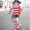 Men Sunflower Skull Flag Print Long Sleeve Sweatshirt And Drawstring Jogger Pants Casual Two Piece Streetwear Outfit