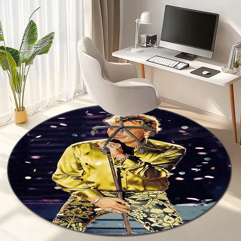 French legendary rock singer and actor Johnny Hallyday Round Carpet Soft Home Decoration Corridor Table and Chair Anti slip Outdoor Floor Mat rug H9