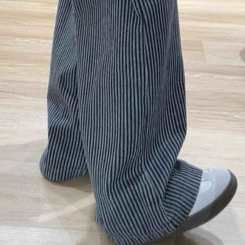 

Американские винтажные очень длинные полосатые джинсы широкого кроя для женщин - С высокой посадкой, свободного кроя, стройнящие, прямые брюки до пола (Наступила зима) 2XL