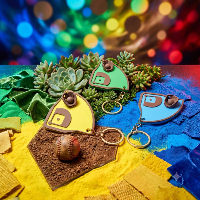 Baseball Field Shaped Keychain With 3D Glove Ball Design Soft Durable For Baseball Fans Bag Decoration Hanging Keyring