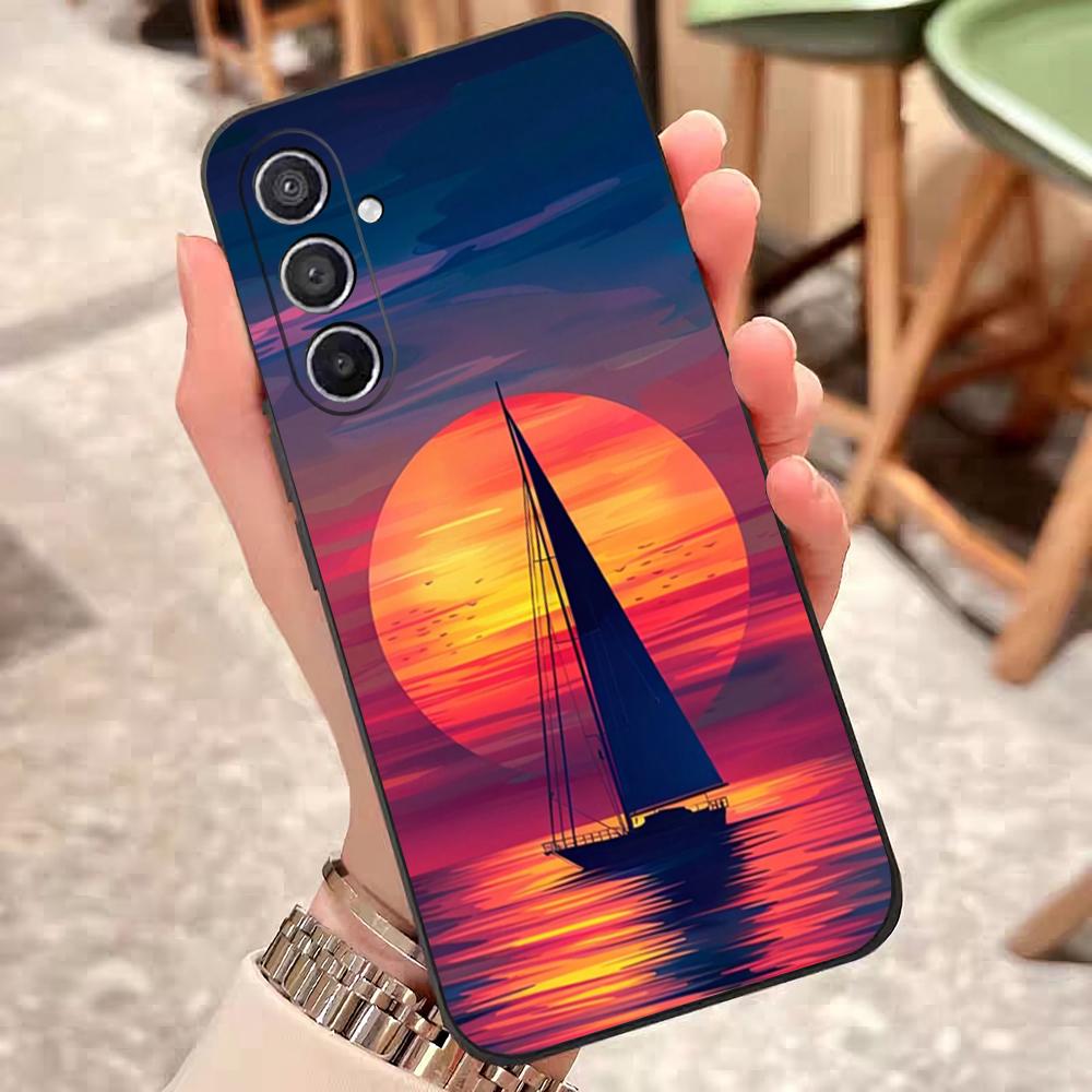 Sailing Boat Art Paintings Phone Case For Samsung S25 Edge S24 S23 S22 S21 S20 Ultra Plus Fe Galaxy A54 A53 A34 A25 A16 Silicon
