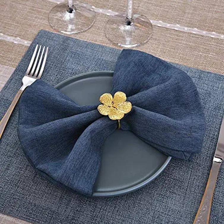 96PCS Bloom Napkin Ring Flower Types Decoration Napkin Holder Plum Blossom Napkin Buckle for Hotel Parties Feast Dining Table