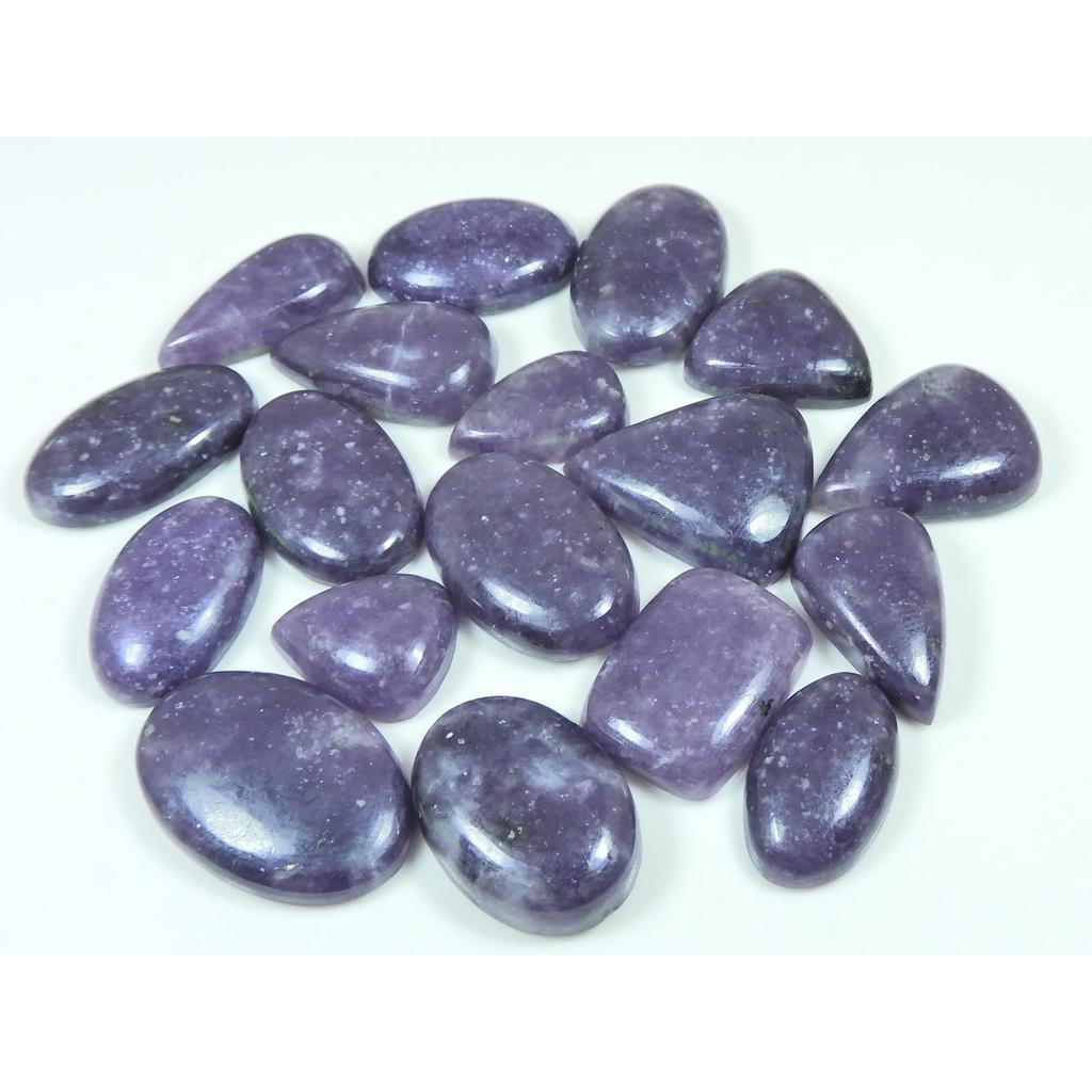 350Cts. Natural Lepidolite Mix Shape Cabochon Loose Gemstone 18 Pcs Lot C-3439