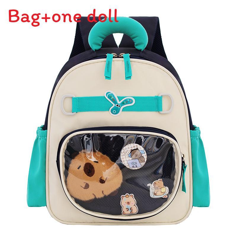 Childrens Cartoon Backpack With Nylon Material For Kindergarten Kids зелёный