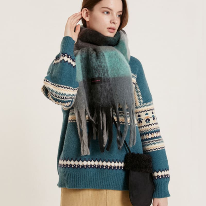 

PINK PINEAPPLE COLORED CHECK MUFFLER_GREY GREY_FREE