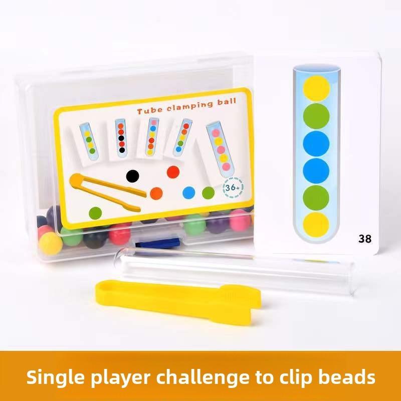 

Wooden Double Tube Bead Clip Toy For Kids Fine Motor Skills Development Single