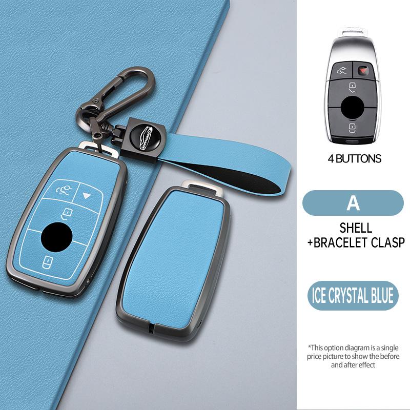 Styling Mouldings 3/4 Button Zinc Alloy Key Fob Cover Case For 2019 2020 Mercedes-Benz A220 E63S AMG E-Class GLE 350 4MATIC E300