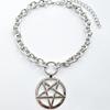 Punk Retro Sliver Color Five-pointed Star Pendant Thick Chain Necklace for Women Men Halloween Gothic Mysterious Power Jewelry