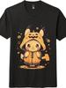 T-shirt Pikachu Citrouille d'Halloween, Unisexe à Manches Courtes en Noir et Blanc