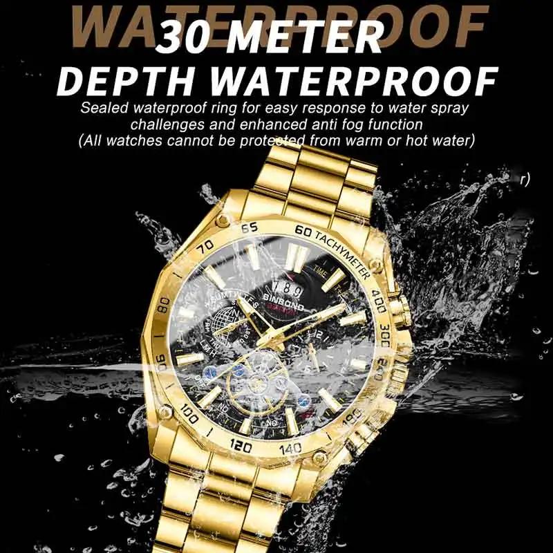 BINBOND Top Brand Business Luxury Quartz Mans Watches Fashion Creative New Stainless Steel Waterproof Casual Men Wristwatch.