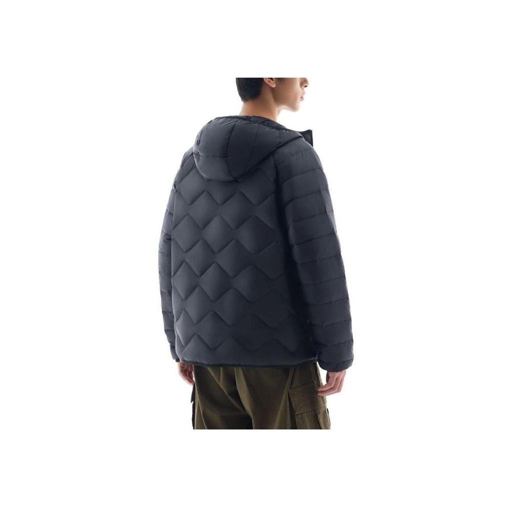 Anta Hooded Diamond Quilted Lightweight Down Jacket Black Men 152447955-4