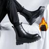 2025 New Thicken Winter Knight Boots Men Knee High Long Square Heel Boots Retro Thick Men Motorcycle Boots Black White