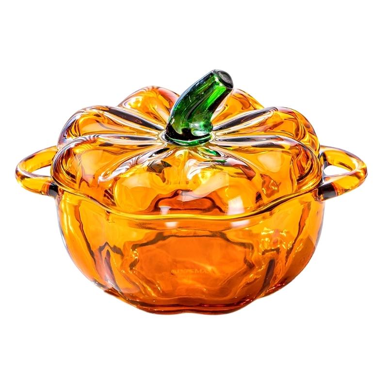Pumpkins Glass Storage Jar with Lid,Candy & Cookie Jar,Jewelry Box,Buffet & Biscuit Containers Decorative Candy Dish