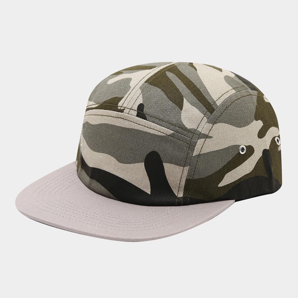 European and American Contrasting Colors Camouflage Color Matching Five-piece Flat Edge Hat Simple Tooling Wind Flat Brim Baseball Cap Street Hip Hop