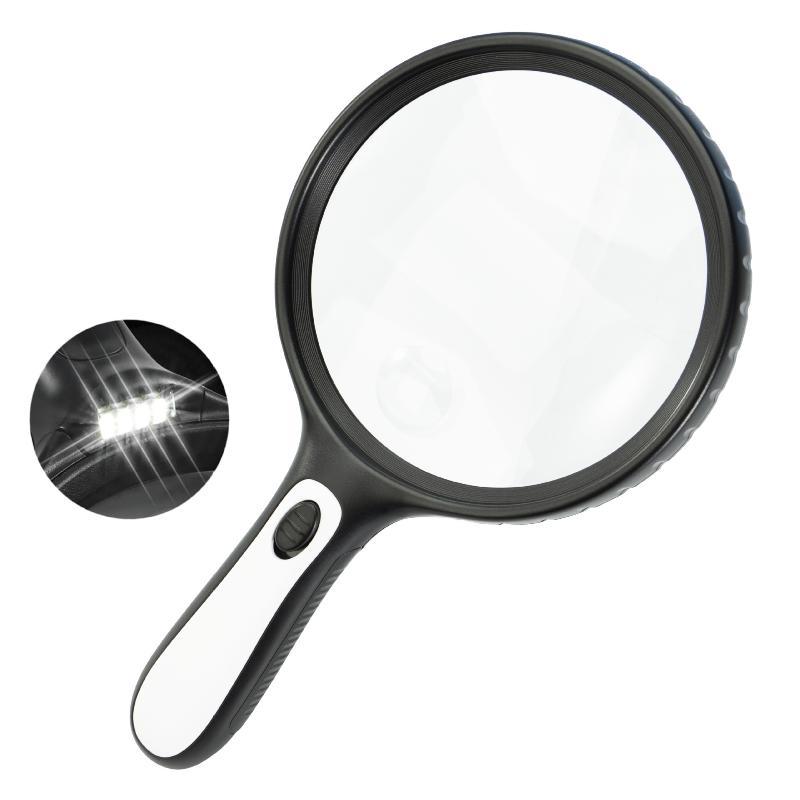 Large Lens Illuminated Handheld Magnifying Glass High Brightness Light Durable ABS Frame Reading Aid for Elderly Gift Option