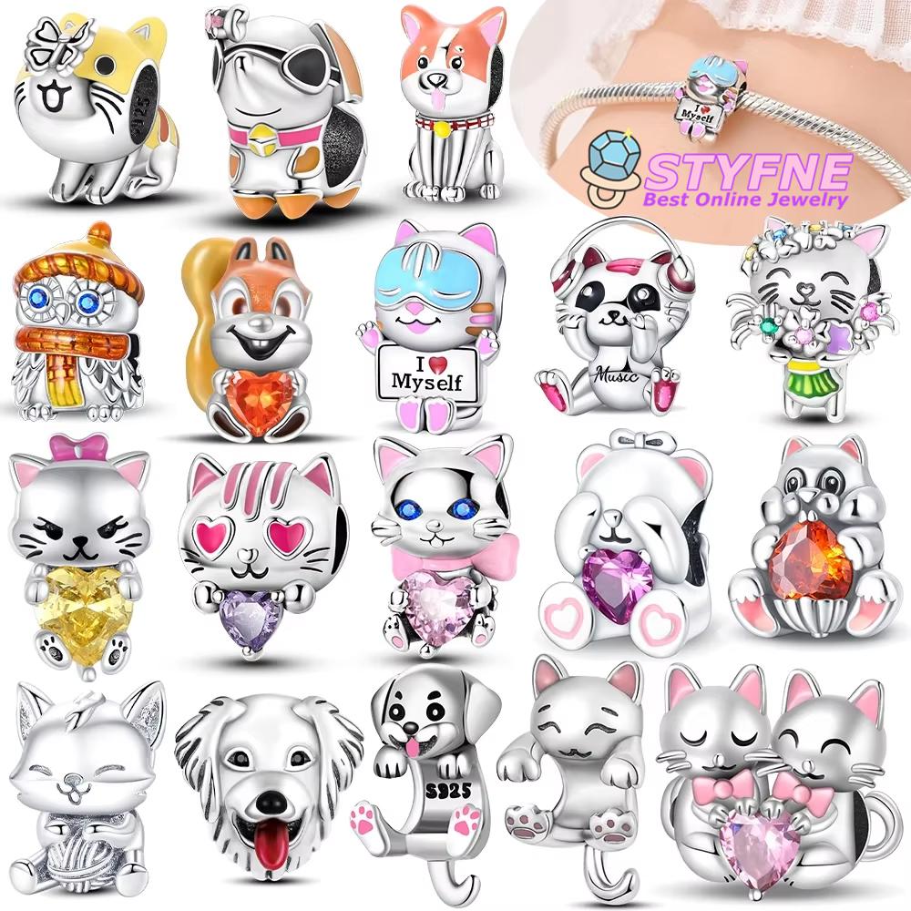 Original Bracelet Women Jewelry Diy Children'S Day Gift Beads Copper Pink Zircon Cats Dogs Red Heart Squirrels Bead