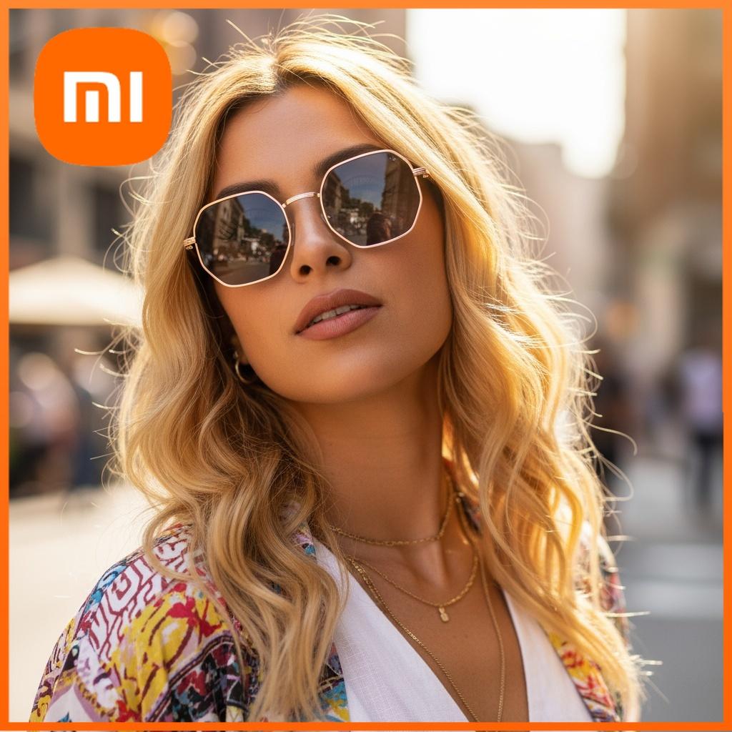 Xiaomi New Men's And Women's Metal Frame Fashionable Ultra Light Ins Plain Glasses Retro Artistic Beach Sunglasses 2400