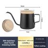 Hand-poured Coffee Pot with Lid, Bamboo Cover, 304 Thickened Stainless Steel Spout, Suitable for Household Use, Fine-mouthed Hanging Coffee Set
