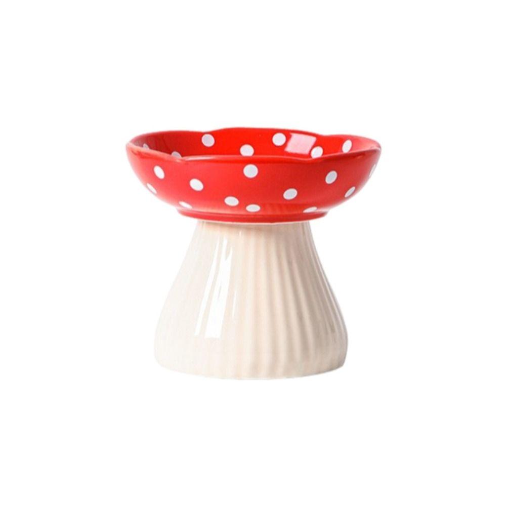 Cute Pet High Foot Bowl Creative Cats Drinking Feeder Mushroom Cat Bowl  Water Container