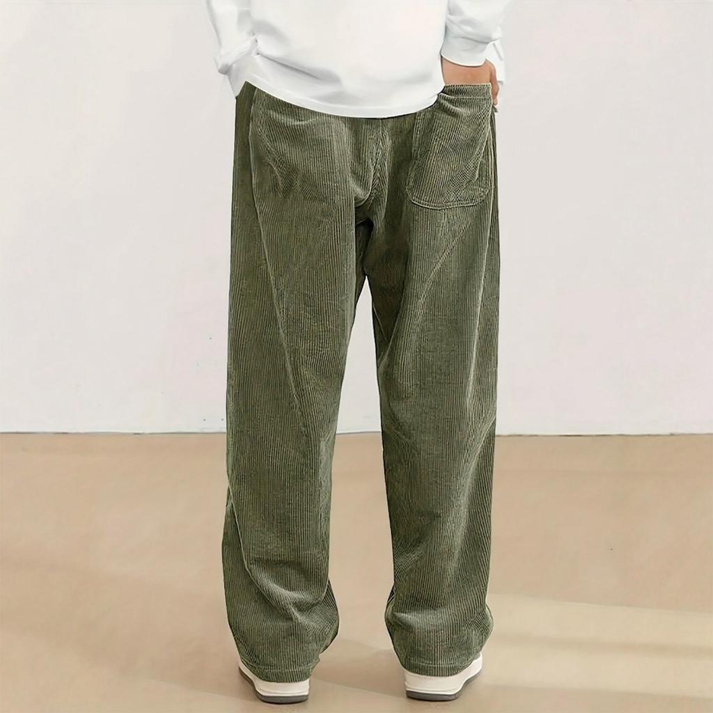 Herren Mode Corduroy Textur Lässig Sportlich Gerade Beine Hosen Elastischer Bund Kordelzug Bequeme Passform Strapazierfähiges Material