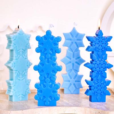 Christmas Snowflake Candle Mold DIY Aromath Candles Soap Silicone Molds Plaster Resin Craft Gifts Making Home Xmas Party Decor