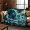 Blaue Meereswellen Landschaft Flanelldecke Weiche Warme Überwurfdecke für Schlafzimmer Wohnzimmer Bett Reise Camping Picknick Geschenk Kinder