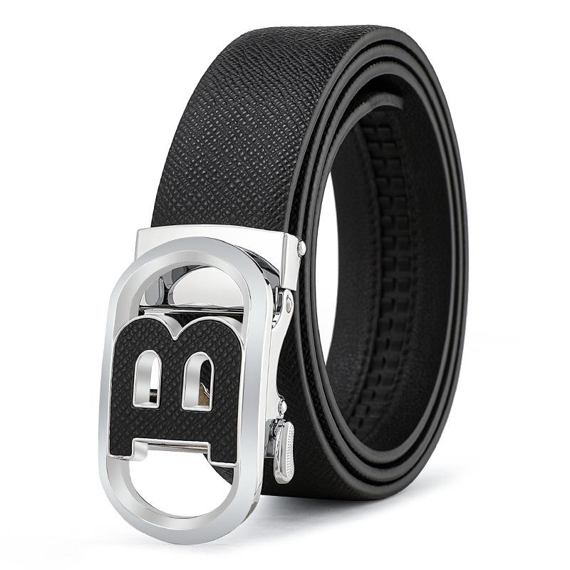 

Мужской ремень из натуральной кожи с автоматической пряжкой, универсальный деловой повседневный ремень для брюк, мужской ремень из кружева для людей среднего возраста и молодежи 130cm