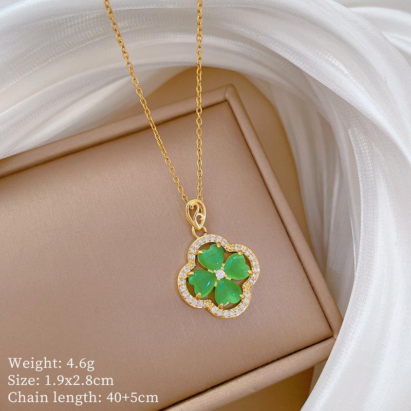 Multi-Element Style Copper Micro-Inlaid Necklace Combination Female Real Gold Electroplated Exquisite Collarbone Chain
