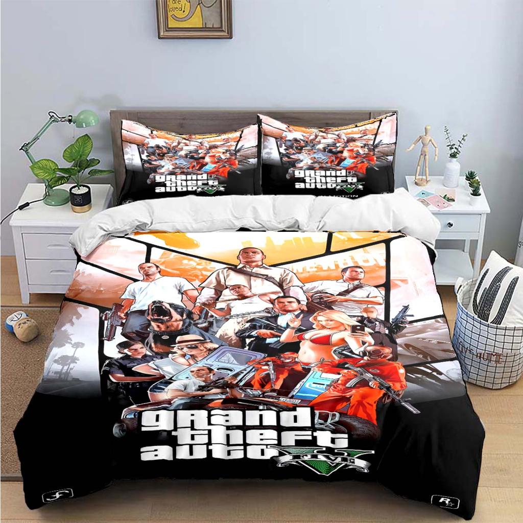 Fashion Classic Exciting Game G-GTA Print Bedding Sets Bed Supplies Set Duvet Cover Bed Comforter Set Bedding Set Luxury Gift