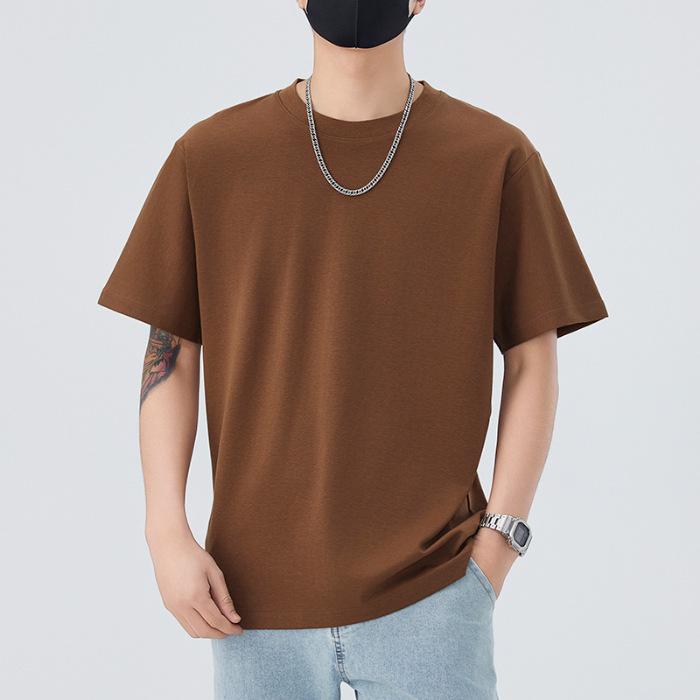 Short-sleeved Mens Single Color Relaxed Fit Top T-shirt In Spring Versatile Half-sleeved Body
