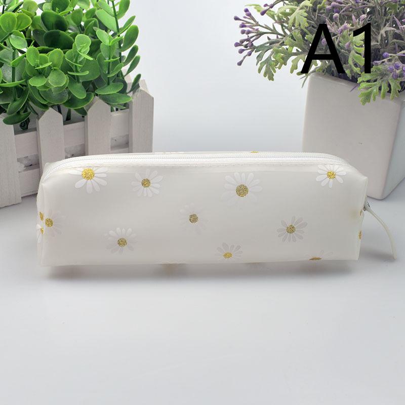 1pcs Cute Transparent Pencil Case Daisy Gift Stationery Storage Bag School Pencil Case Pencil Bag School Supplies Stationery