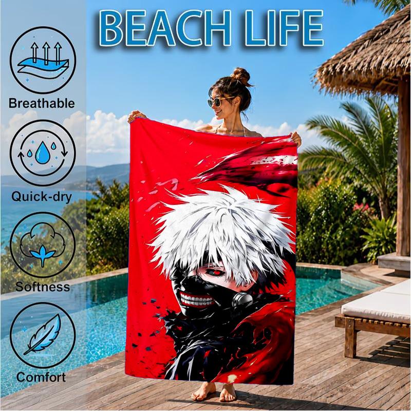 Tokyo Ghoul Kaneki's Struggle Beach Towel, Quick-drying, Easy to Care for, Suitable for Both Fitness and Beach Vacations,Sports Essential