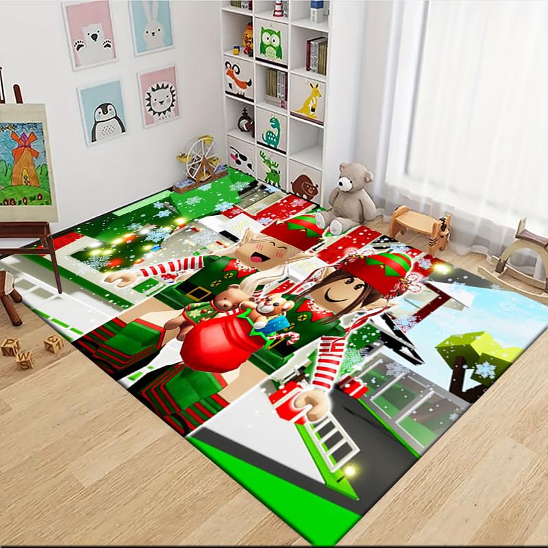 1Pc Elf Shelf Roblox Carpet Rug Soft Washable Antislip Home Living Room Sofa Mats Personalized Christmas Rug