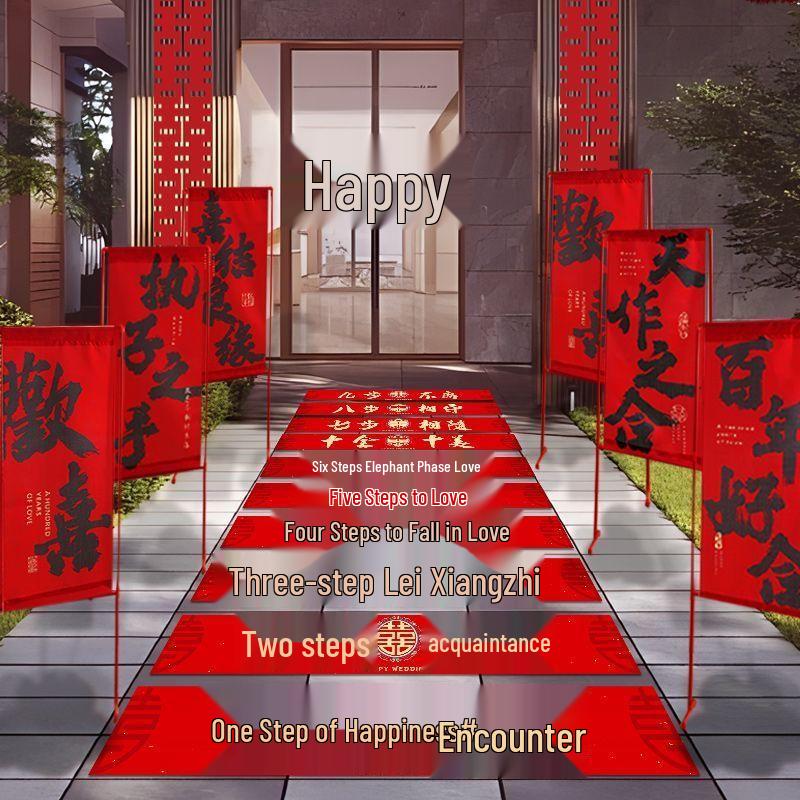 Outdoor Wedding Ceremony Arch & Welcome Sign Decor with Carpet & Column Arrangement