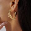 Metallic irregular geometric rhombus silver needle earrings niche high-end personalized simple earrings women