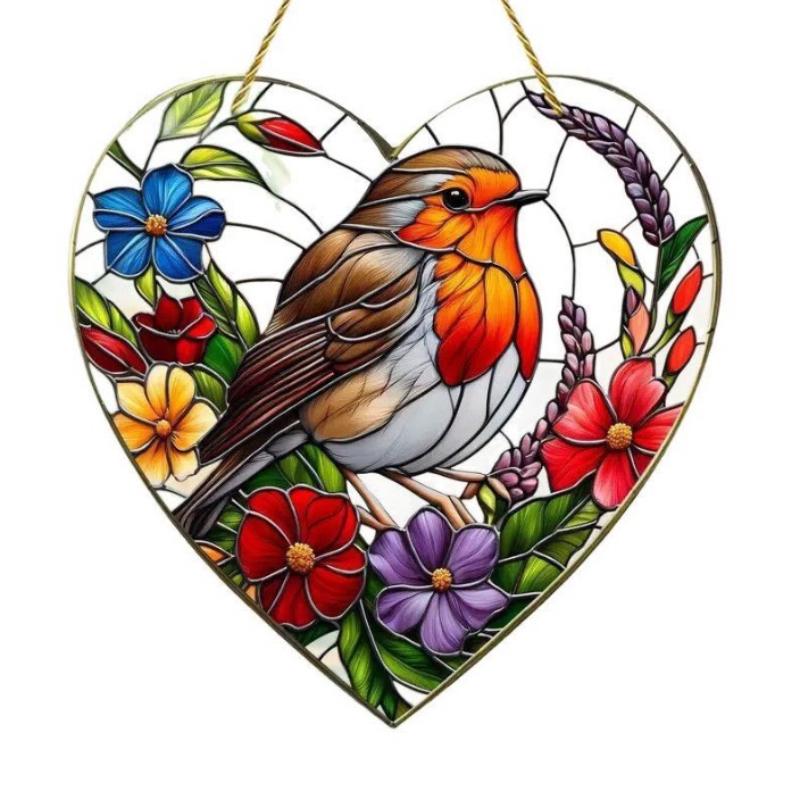 Ornement d'oiseau plat 2D en acrylique – Art mural élégant et minimaliste pour la maison et le jardin