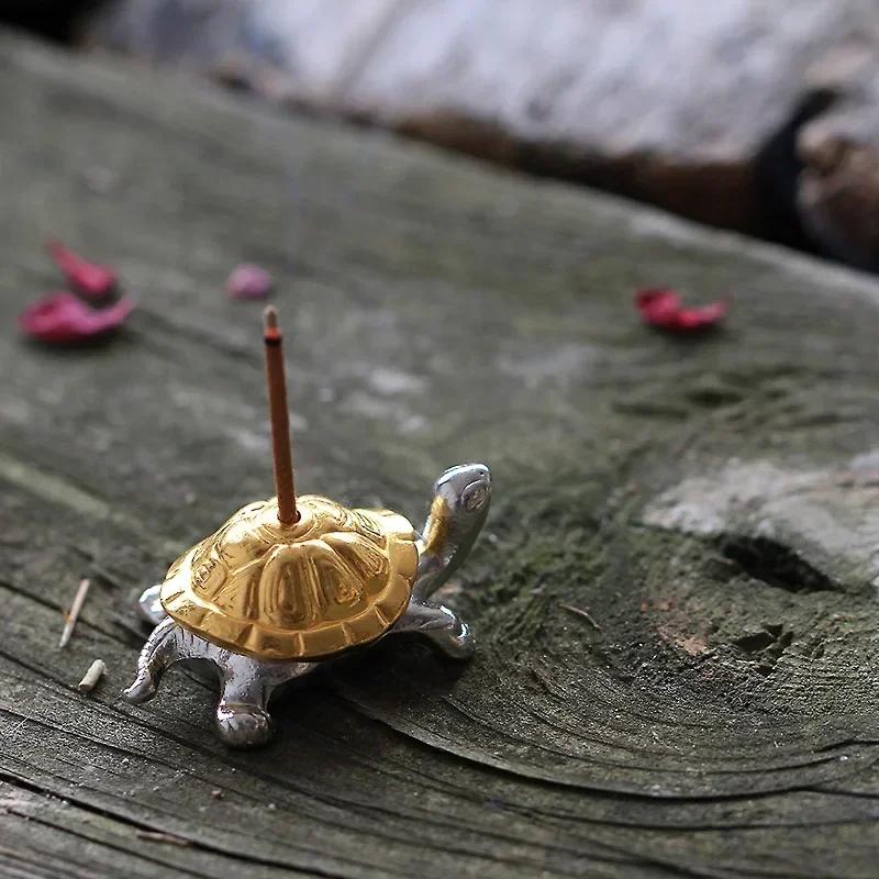 Mini Metal Turtle Shape Incense Stick Meditation Buddha Sandalwood Stick Holder Funny Animal Incense Holders Home Decor 1PC