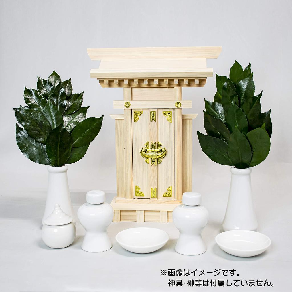 Fitpost Shinto Shrine with Sleeves, Made In Japan, 820329, Natural, Approx. 27 X 7 X 35cm (H), (Sacred Talisman Fits) Approx. 27 X 9cm (L X W)